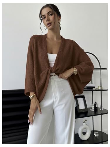 Image of GORGLITTER Women's Wrap Bat Wing Tops Cropped Light Weight Sweater Oversized V Neck Pullover Knit Top Fall Outfits 2026