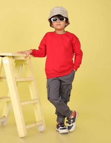 Image of Nusyl Boy's Black Solid Crew /Round Neck Sweatshirt |Skin Friendly Full Sleeve Sweatshirt|Drop Shoulder Oversized Sweatshirt | Round Neck Sweatshirt Oversized Fit Long Sleeves |