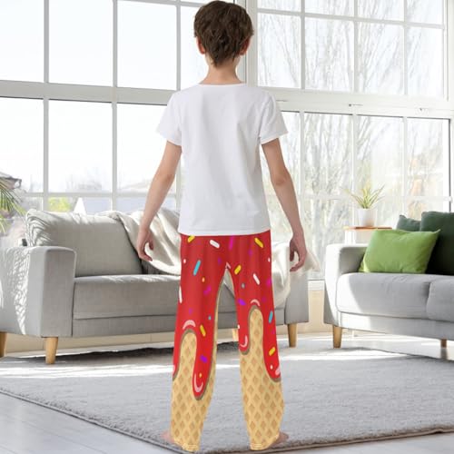 Boys' Pants Deep Red Ice Cream Joggers Elastic Long Bottoms Trousers Sweatpants with Pockets Size 6-143