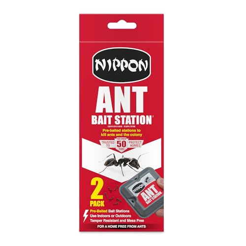 Nippon Ant Bait Station Twin Pack Pre-Baited Suitable For Indoor & Outdoor Use Tamper Resistant And Mess Free Kills Ants And Their Nest Trusted For Over 50 Years (packaging may vary)
