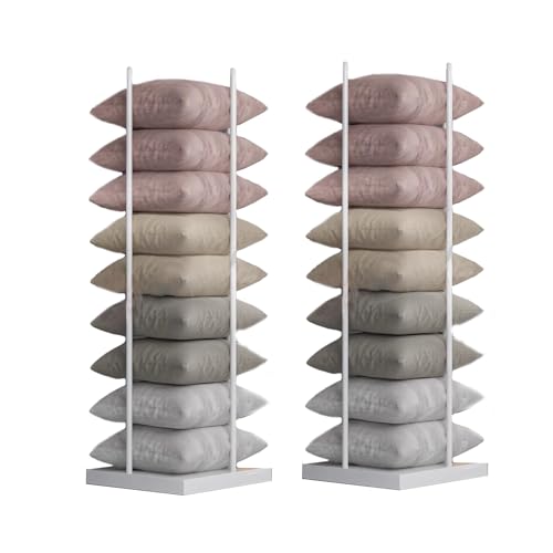 WDJBPSH Floor-Standing Pillow Storage Rack, Commercia U-Shape Pillow Organizer with Adjustable Foot Pad, White Cushion Display Shelf for Retail Store/Hotel/Boutiques/Hotel(Set of 2)