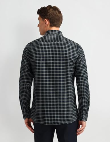 Image of Arrow Men Slim fit Cotton Checked Long Sleeves Semi-Cutaway Collar Shirt