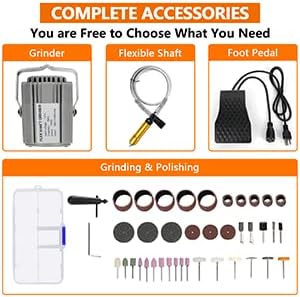 Miniatura 9 de Amoladora de eje de 780 W herramienta rotativa de 500-25000 rpm talladora giratoria con portabrocas de 3 mandíbulas de 026 pulgadas y pedal de pie