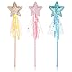 Chutoral 3 Stück Stern Zauberstab Prinzessin Zauberstäbe Fee Glitzer Stern Zauberstab Feenstab für Mädchen Weihnachten Halloween Geburtstagsfeier Dekoration (Gold&Rosa&Blau)