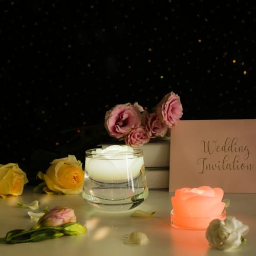 Image of KITOSUN Flameless Floating LED Candles Lights - 3inch Battery Operated Water Activated Flicker LED Tealights for Wedding Centerpieces Vase Pool Decor Natural Wax,150+Hrs (24Pcs Roses, Multi-Colored)