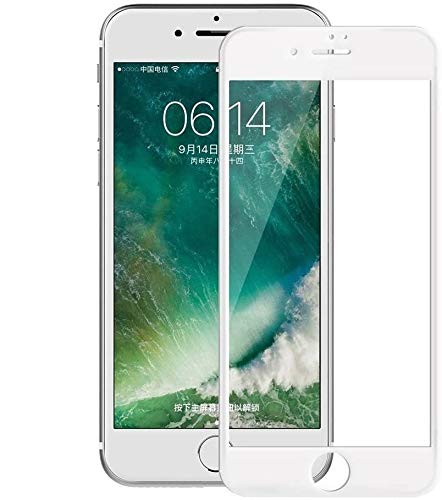 REY Protector de Pantalla Curvo para iPhone 8 Plus/iPhone 7 Plus, Blanco, Cristal Vidrio Templado Premium, 3D / 4D / 5D