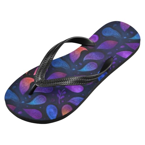 Flip Flop Sandals Blue Paisley Print for Women Men Beach Outdoor XS2
