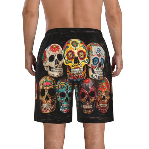 Sugar Skulls Print Stylish Beach Shorts Swim Trunks Lightweight Breathable Summer Outdoor Activities3