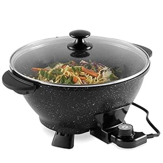 VonShef 7.4Qt Electric Wok with Lid – Adjustable Temperature Control