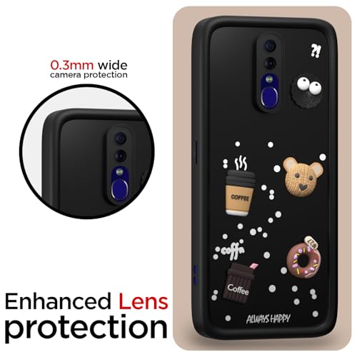 Image of Pikkme Back Cover for Oppo F11 | Cute Fun Cartoon 3D Bear Silicone Full Body Protection Bumper Case (Black)