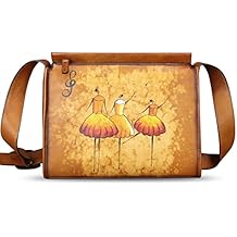 Genuine Leather Crossbody Bag for Women Hand Painted Leather Handmade Crossbody Satchel Handbag Hand Drawn Purse