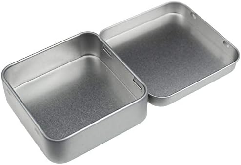 Goodma 12 Pieces Square Metal Empty Tins Home Storage Containers Organizer Mini Box with Hinged Lid, 7 x 7 x 2 cm (Silver)