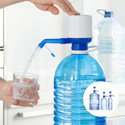 InnovaGoods® Manueller Wasserspender für XL-Flaschen, Einfache Handhabung, BPA-frei, Inklusive 3 Saugschläuche, Blau/Weiß, 8 x 16,5 x 18 cm, Polypropylen
