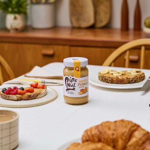 Pip & Nut - Smooth Peanut Butter (6 x 300g) | Natural Nut Butter, No Palm Oil, No Added Sugar, Hi-Oleic Peanuts, High in Unsaturated Fats, Gluten Free, Vegan, Dairy Free