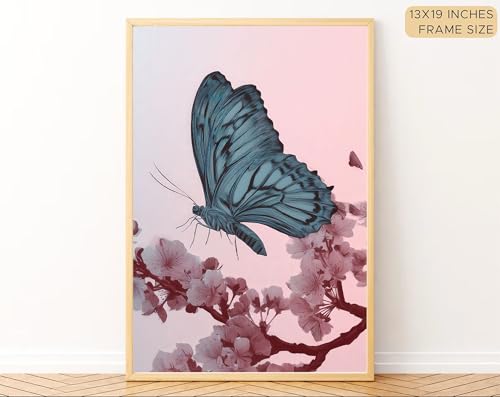 Image of Gamya Framed Japan Samurai Theme Wall Painting Posters For Office, Living Room, Bedroom Wall Decor - Japanese Japandi Samurai Aesthetic Room Decor (Butterfly, 13x19 Inches, Framed)