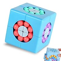 YAGE Magic Bean Rotating Cube - Creative Finger Cube jigsaw Puzzle Toy,Magic Bean Special Shape Magic Cube Ball Game Magic,Gift for Kids age 3 Above for Christmas Birthday New Year (Blue), RZX112