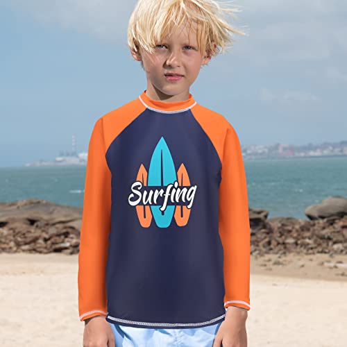 Lollisy Boys Rash Guard One Piece Swimsuits Long Sleeve Swim Shirt For Kids Navy Surfing Size 8/6-8 Years #TOP2
