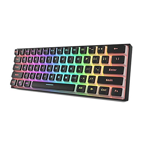 GK GAMAKAY MK61 Wired Mechanical Keyboard, Keys Compact Keyboard Gateron Optical Switch PBT Pudding Keycaps, Waterproof RGB Backlit Programmable Hot Swappable Gaming Keyboard (Yellow Switch V2, Black)