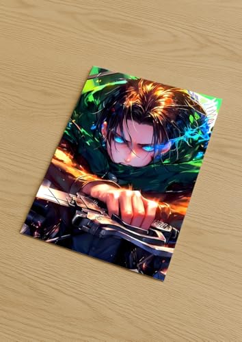Image of NIJUKA Anime Printed A4 Size Metal sheet Poster For Home And Room Decoration | For Anime Art Fans Boys And Girls (Levi Titaan Killer)