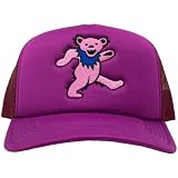 Ripple Junction Grateful Dead Snap Back Structured Trucker Hat Embroidered Dancing Bear Steal Your Face Pink