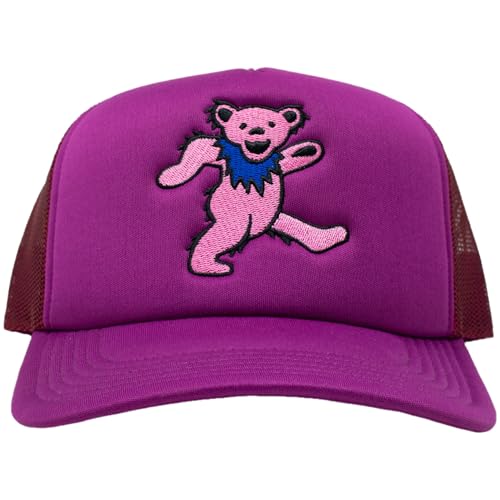 Image of Ripple Junction Grateful Dead Snap Back Structured Trucker Hat Embroidered Dancing Bear Steal Your Face Officially Licensed