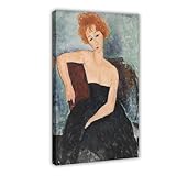 ANFOTCM Amedeo Modigliani - Póster artístico de niña pelirroja en vestido de noche, decoración de pared, bar, restaurante, garaje, cafetería, letrero de regalo, 60 x 90 cm