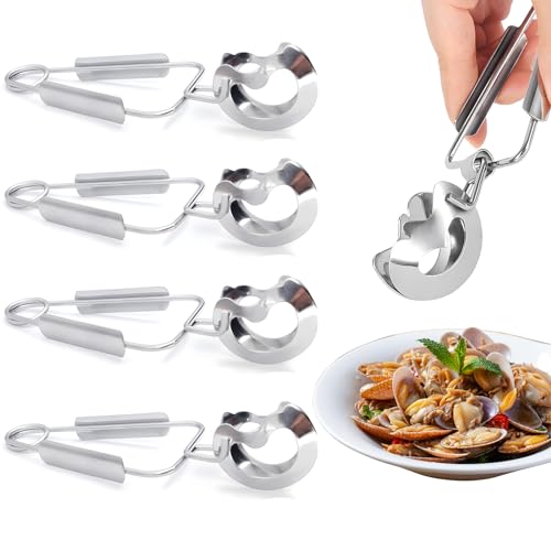 4 Pièces en Acier Inoxydable Escargot Escargot Pinces Fourchettes Escargot Clips Cuisine Nourriture Pinces Servant Pince Mini Pinces de Cuisine Nettoyage...