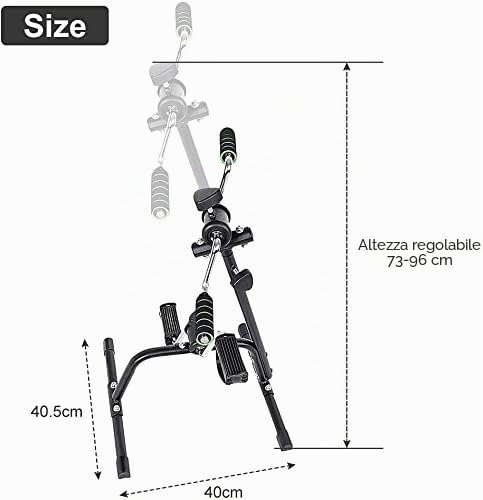 Pedali Doppio per Braccia e Gambe, Mini Cyclette pedaliera per Esercizi a casa Cyclette Esercizio Braccia E Le Gambe per Anziani Disabili, Altezza Regolabile in 73-96 cm