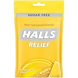 HALLS Relief Sugar Free Honey Lemon Flavor Cough Drops, 1 Bag (30 Total Drops)