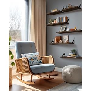 AMADA HOMEFURNISHING Wall Shelves Set of 6, Wood Floating Shelves for Wall Decor, Rustic Farmhouse Wall Shelves for Bedroom, Bathroom Shelves for Wall Storage, Book Shelves for Living Room, Brown AMADA HOMEFURNISHING Wall Shelves Set of 6 Wood Floating Shelves for Wall Decor Rustic Farmhouse Wall Shelves for Bedroom Bathroom Shelves for Wall Storage Book Shelves for Living Room Brown