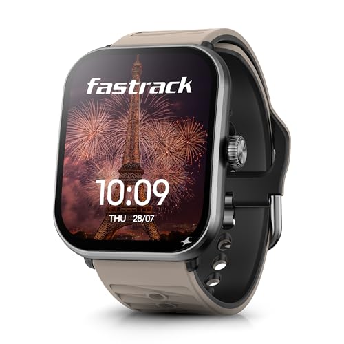 Fastrack Mynd 1.93” AMOLED Display Smartwatch for Men & Women with AI Watch Faces,AI Chat,Offline Voice Commands,Curved Metallic Design,Functional Crown,BT Calling, Health Suite,100+ Multisport Modes