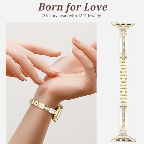 Image of VISOOM Bracelet Compatible for Series 11 /10 /9 /8 /se Apple Watch Band 46 /45 /44 /42 /41 /40 /38mm Series 7 /SE Women Dressy Luxury Wristband Jewelry Metal Watch Strap for iWatch Series 6 /5 /4 /3 /2 /1