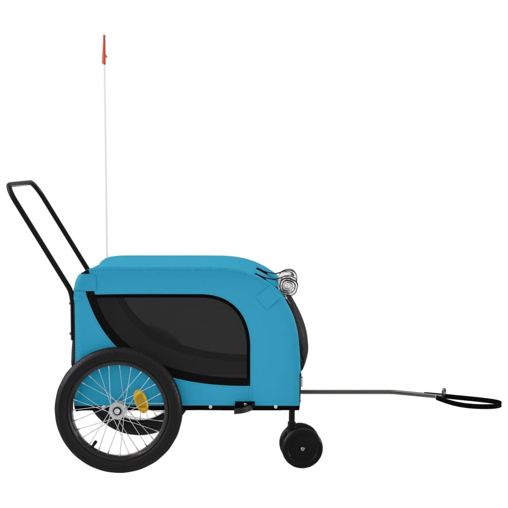 Hundebuggy Fahrradanhänger Blau Schwarz Oxford-Gewebe Eisen 45 kg Klappbar Gassi Gleiter Outdoor Tiertransport