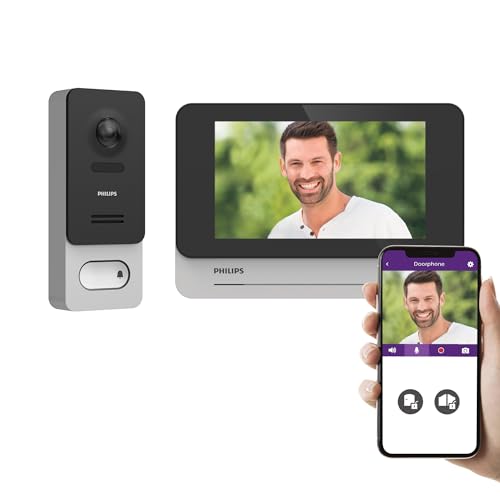 Philips WelcomeEye Wireless, Visiophone sans fil 7’’, Portée 350 m, Caméra Full HD 1080p 130°, Wi-Fi 2.4/5 GHz & Bluetooth, App sécurisée France,...