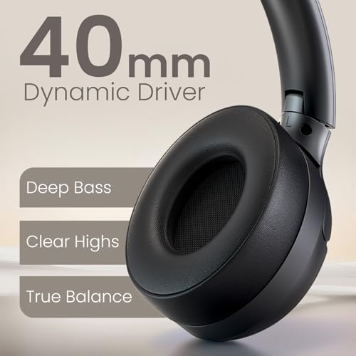 Image of Portronics Muffs M8 ANC Wireless Over Ear Headphones with Upto 50 Hours Playtime, Foldable Design, Powerful Bass, 40mm Dynamic Driver, HD Mic, Low Latency,BT 5.4v, Type C Fast Charging (Black)