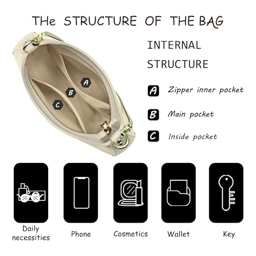 Image of Shoulder Bag for Women PU Leather Crossbody Bags Clutch Purse with Adjustable Strap Crescent Women's Hobo Handbag with Zipper