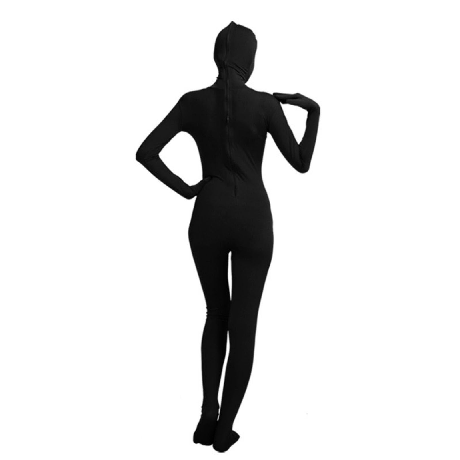 Tuta intera per adulti in spandex tuta Zentai con occhi bocca aperta abbigliamento da ballo tinta unita Spandex tuta