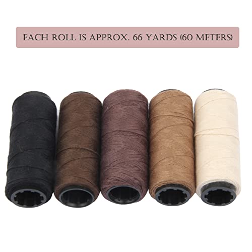 5 rollos de hilo para coser con 6 agujas para extensiones de cabello miniatura 4