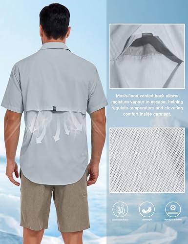 Little Donkey Andy Men's Breathable UPF 50 Shirt, Lightweight Short Sleeve Button Down Shirts for Fishing Hiking3