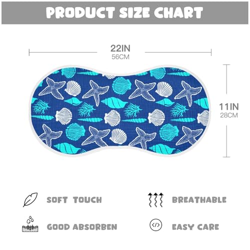 Starfish Coral Marine Blue Baby Burp Cloths Absorbent Cotton Burp Cloths Rags Burping Clothes for Babies Burp Cloth Baby Bibs Washcloths for Baby Boy Girl Wipes 22x11IN,2 Pack3