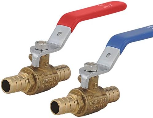 Miniatura 2 de LD - Válvula de bola de latón PEX de 12 pulgada, válvula de bola de cierre de latón PEX LF de 12 pulgada con palanca larga roja y azul, válvula de