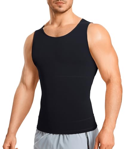Eleady Gynecomastia Compression Shirt Men Slim Fit Undershirt Vest Black