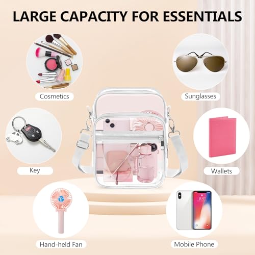 Image of Blvornl Clear Crossbody Bag with Adjustable Shoulder Strap, Stadium Approved PVC Purse Bag, Messenger Bag