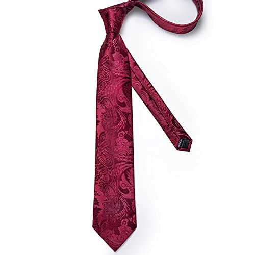 Image of DiBanGu Extra Long Tie for Men 63 inch XL Silk Necktie Set | Pocket Square and Cufflinks, Big and Tall, Jacquard Woven, Gift Box, Paisley /Plaid /Solid /Striped, for Weddinng Party Business