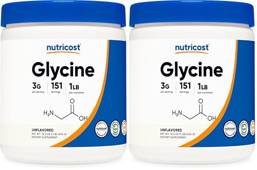 Nutricost Glycine Powder 1lb (Pack of 2) Non-GMO, Gluten Free, 5 Month Supply, Unflavored Amino Acid Supplement