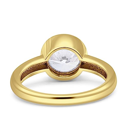 OMRANII 6mm Round Solitaire Full Bezel Set Classic Anniversary Statement Engagement Ring Cubic Zirconia Stones 925 Sterling Silver3