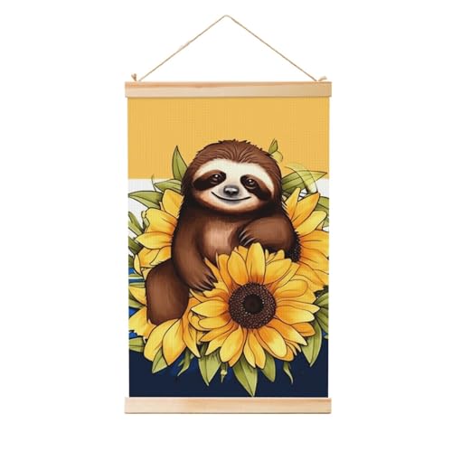 Poster paresseux tournesol : art vintage pour un salon cosy