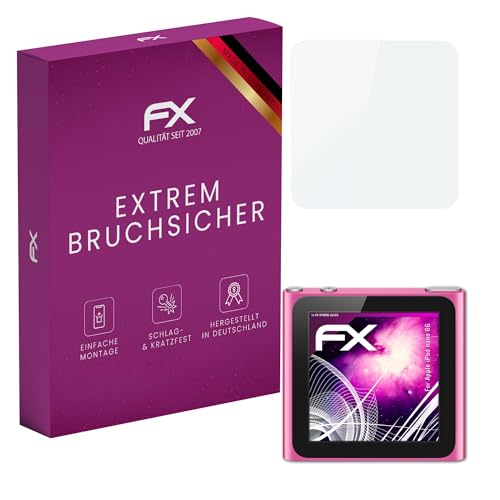 atFoliX Plastic Glass Protective Film compatible with Apple iPod nano 6G Glass Protector, 9H Hybrid-Glass FX Screen Protector