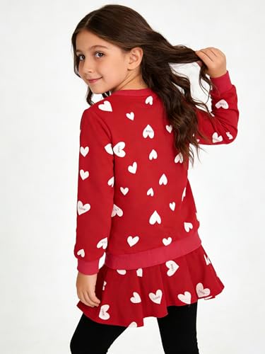 Image of DDSOL Little Girls Clothing Set Outfit Heart Print Sweatshirt Top + Long Pantskirts 2pcs Baby Pant Set for Toddlers and Kids