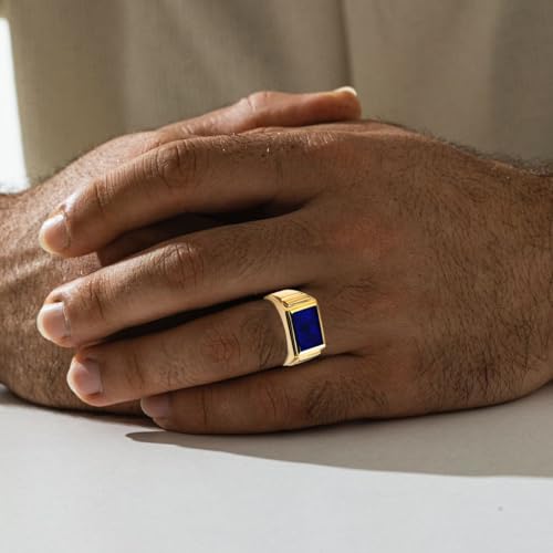 10K 14K 18K Solid Gold Sapphire Ring for Men Real Gold Customized 2-6 Carat Men's Blue Sapphire Gemstone Engagement Ring Wedding Band Ring Jewelry Gift for Dad Husband Fathers Day Anniversary2